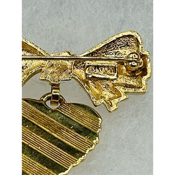 Bow and dangle heart brooch 1980’s Avon - Picture 4 of 8